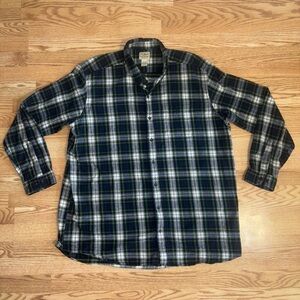 LL Bean Men's Green Scotch Plaid Flannel Shirt XXL Tall VNICE Traditional Fit